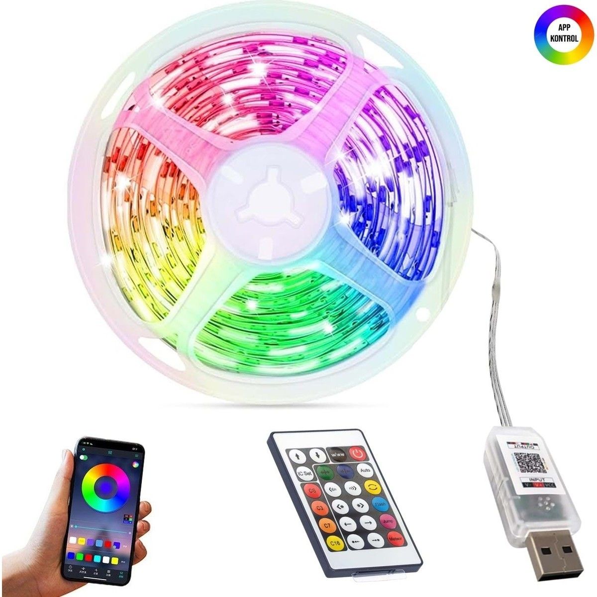 Hightek HT3261 Kumandalı RGB Peri Led Seti 10m.