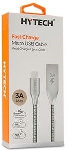 Hytech HY-X120 1m 3A M.Silver MicroUSB Data+Şarj