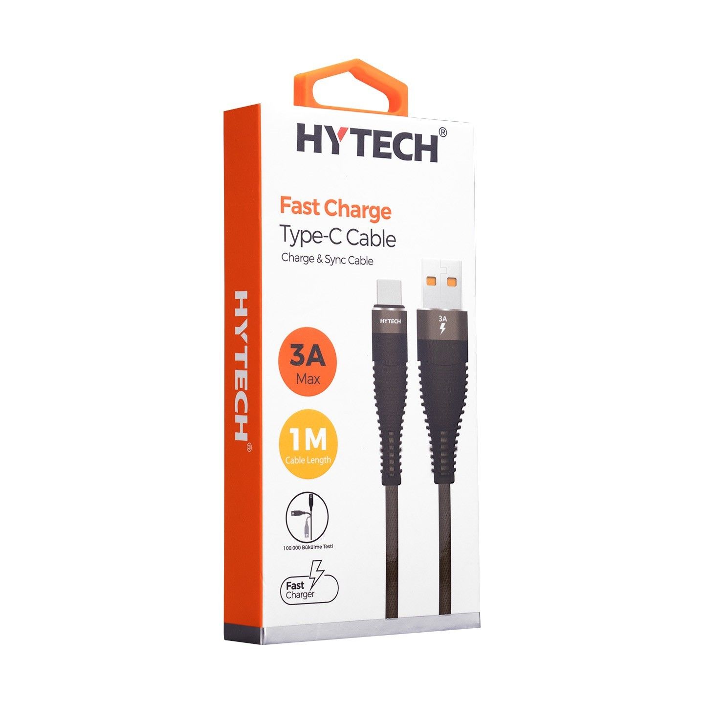 Hytech HY-X425 1m 3A Type-C Gri Data+Şarj Kablosu