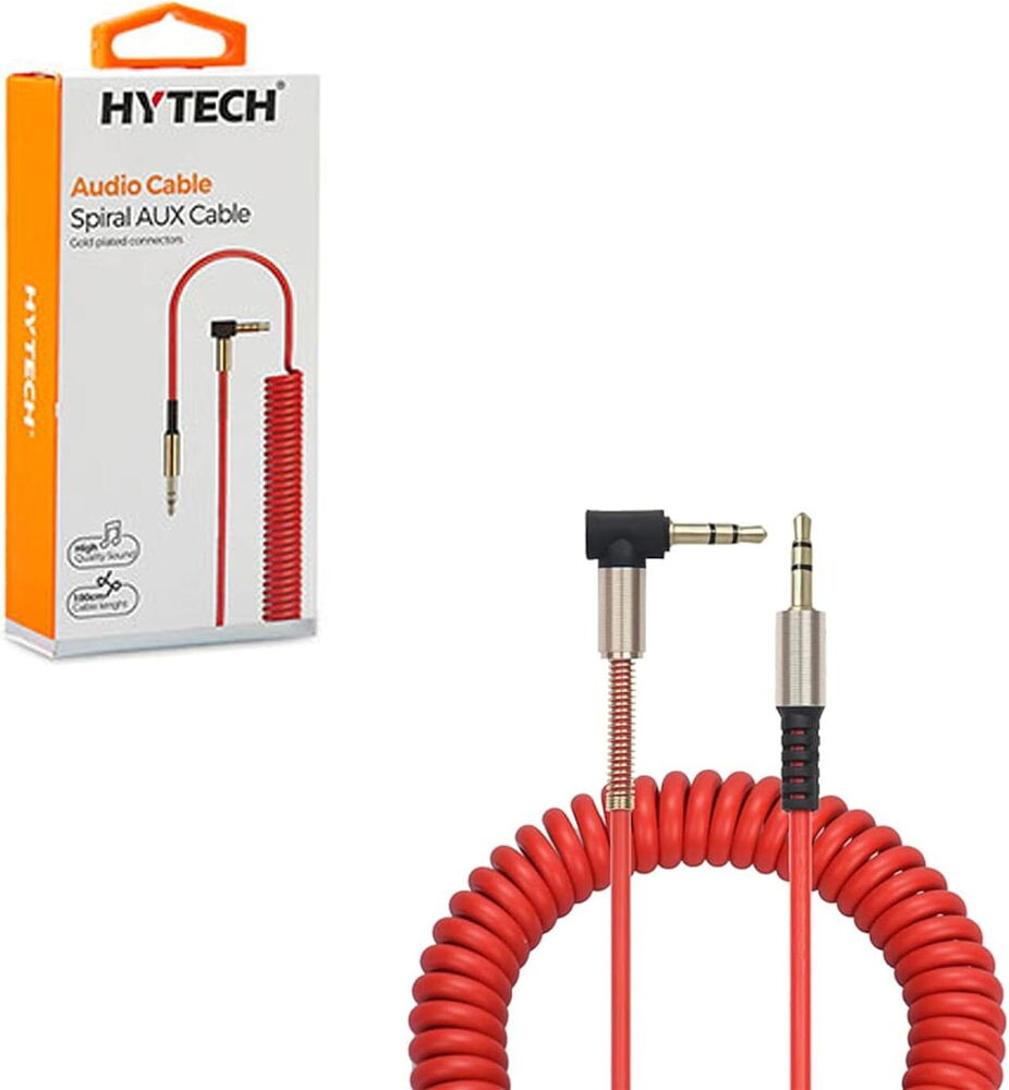 Hytech HY-X76 Kırmızı L Uç Spiral Aux Kablo 180cm