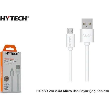 Hytech HY-X89 2m 2.4A MicroUSB Beyaz Şarj Kablosu