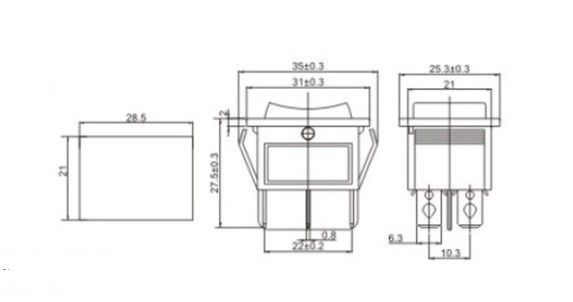 IC111 Geniş Işıksız Anahtar (On)-Off-(On) 6P Oklu