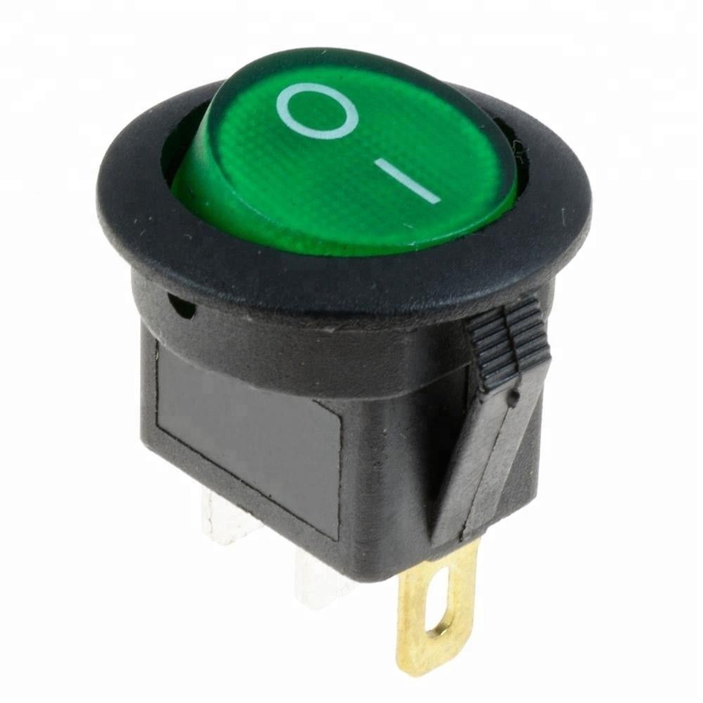 IC131A 12V Yuvarlak Işıklı Anahtar Yeşil 3pin