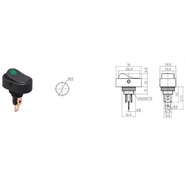 IC132A-2 Oval Ledli 12V DC 20A Anahtar 3P