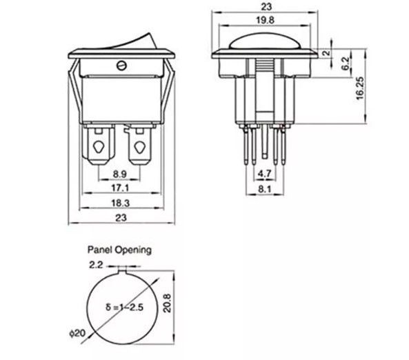 IC133-4 Yuvarlak Işıksız Anahtar ON-OFF 4P