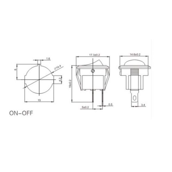 IC134E Mini Yuvarlak Işıksız Anahtar On-Off 2P Siy