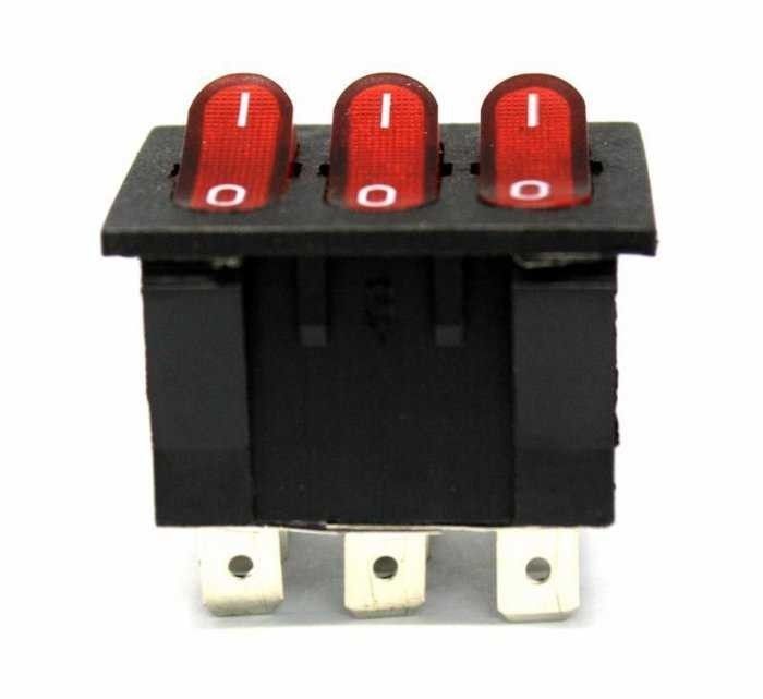 IC135 3 Lü Işıklı Anahtar On-Off 9P