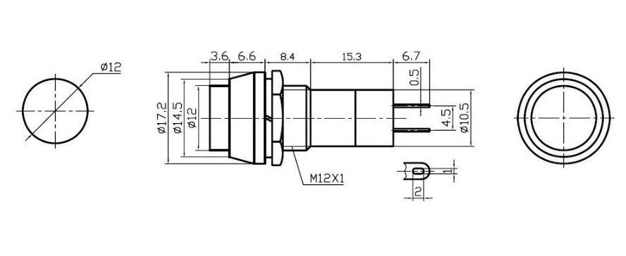 IC186 Yuvarlak Yaylı Push Buton Yeşil 12mm