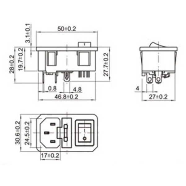 IC214S 3 Pin Power Şase Erkek Anah.+Sig. Kulaklı