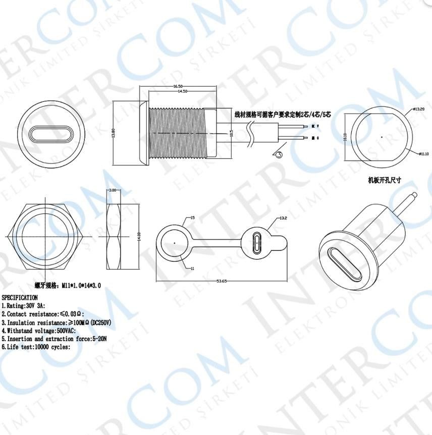 IC266T-1 Pano Tip TypeC Şase Dişi 2P Şarj