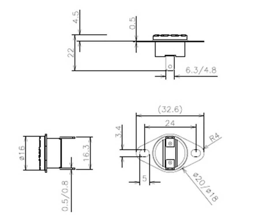 IC269 Termostat KSD301 250V 10A  40ºC