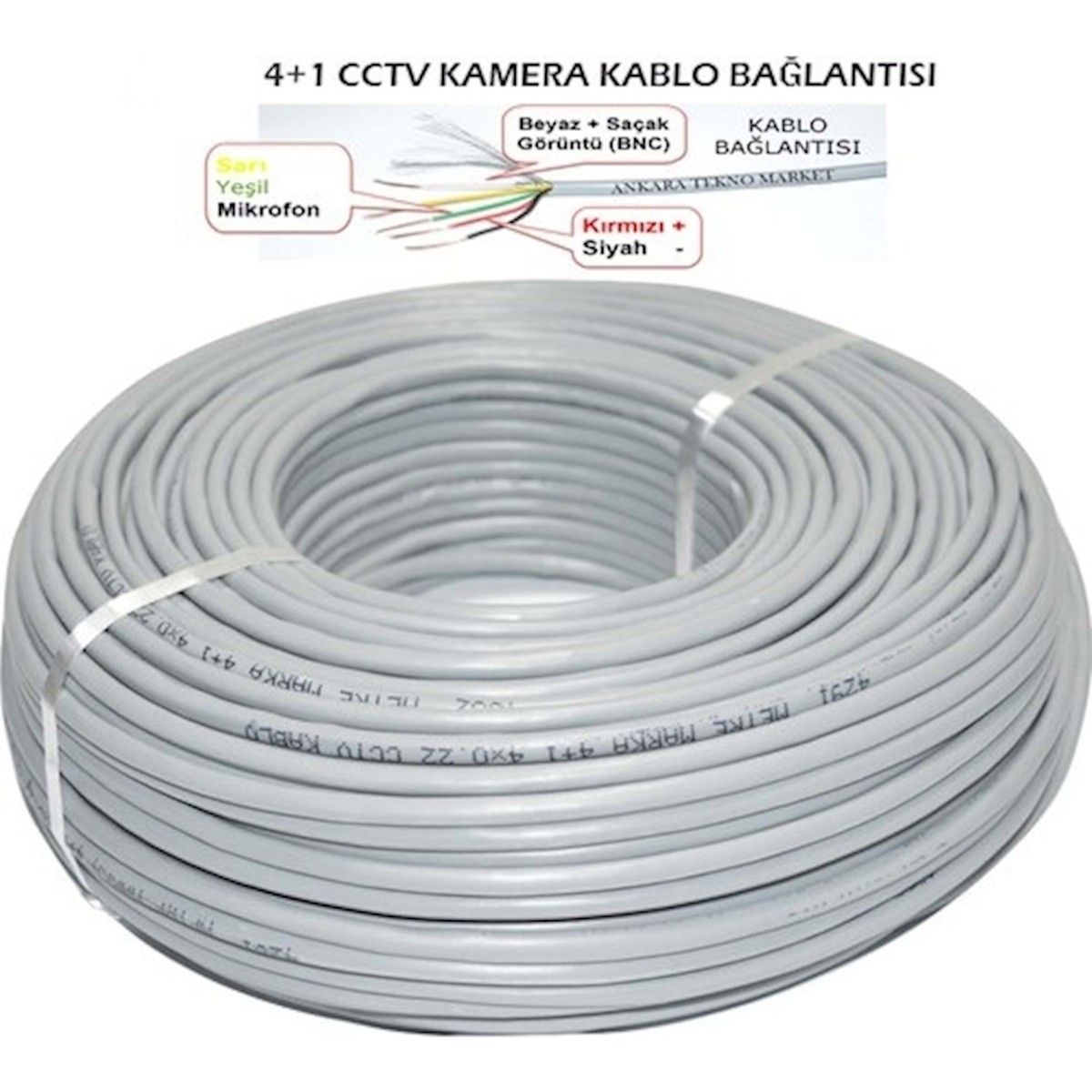 Kant 4+1 (4x0.22mm) Cctv Kamera Kablosu 250m.