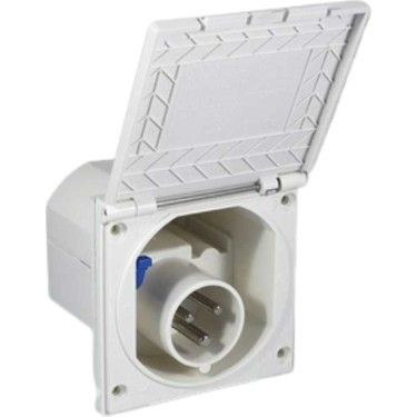 Karavan Elektrik Giriş Prizi Kapaklı Beyaz 16A