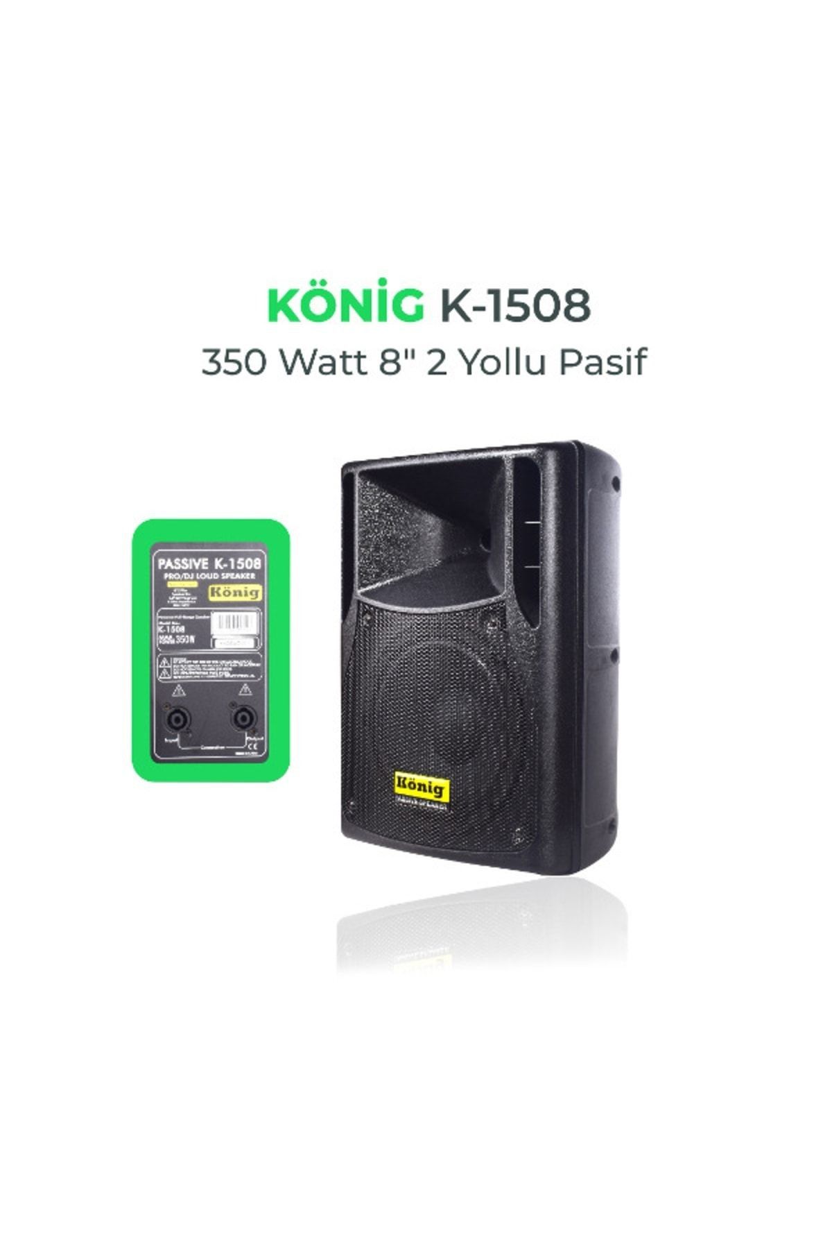 König K-1508 8" 350W 2 Yollu Pasif Siyah Kabin