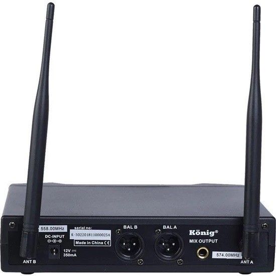 König K-312 E-Y UHF Çift Kanal 1 El 1 Yaka Mikrofo