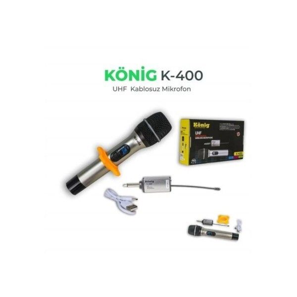 König K-400 Şarjlı UHF Kablosuz El Mikrofonu