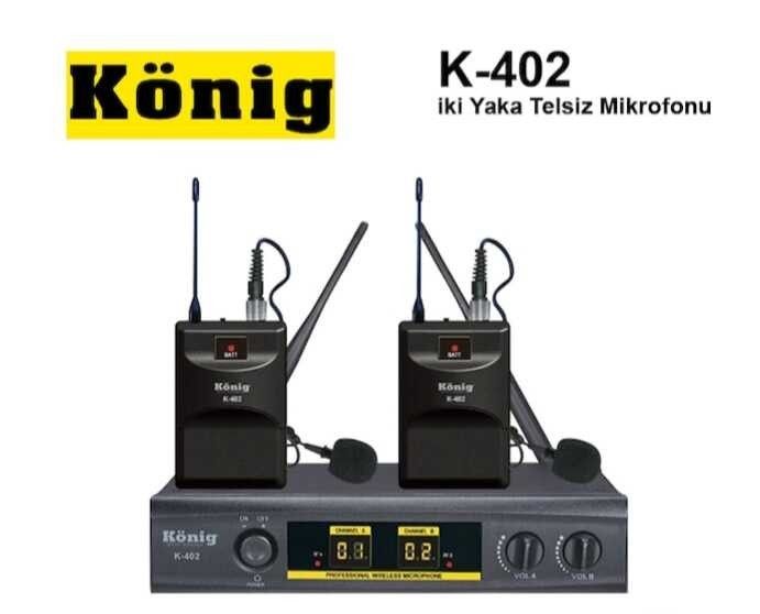 König K-402 Y-Y UHF Çift Kanal 2 li Yaka Mikrofonu