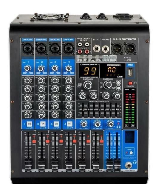 König KA4701 2x350W 4 Kanal Power Mikser