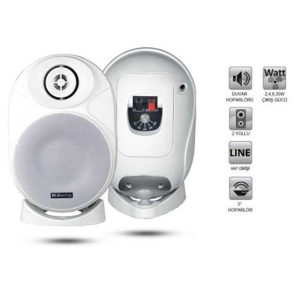 König Smd-5T 2 li 35W 80 Ohm Trafolu Beyaz Hoparlö