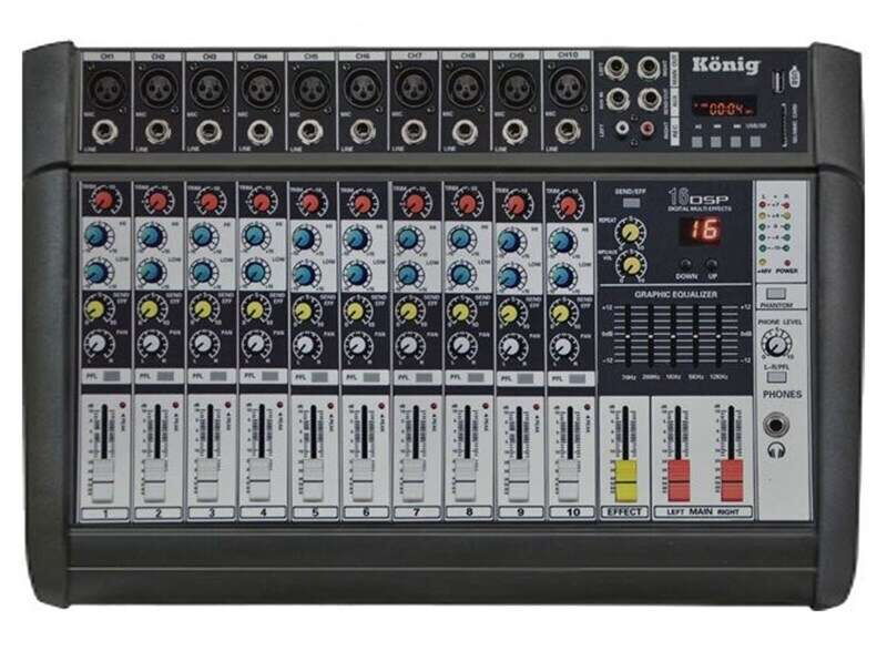 König KJ-10-500 2x500W 10 Kanal Power Mikser