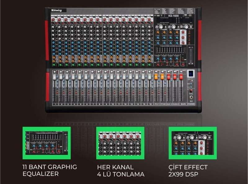 König KZ-1600 2x1600W 10 Kanal Power Mikser