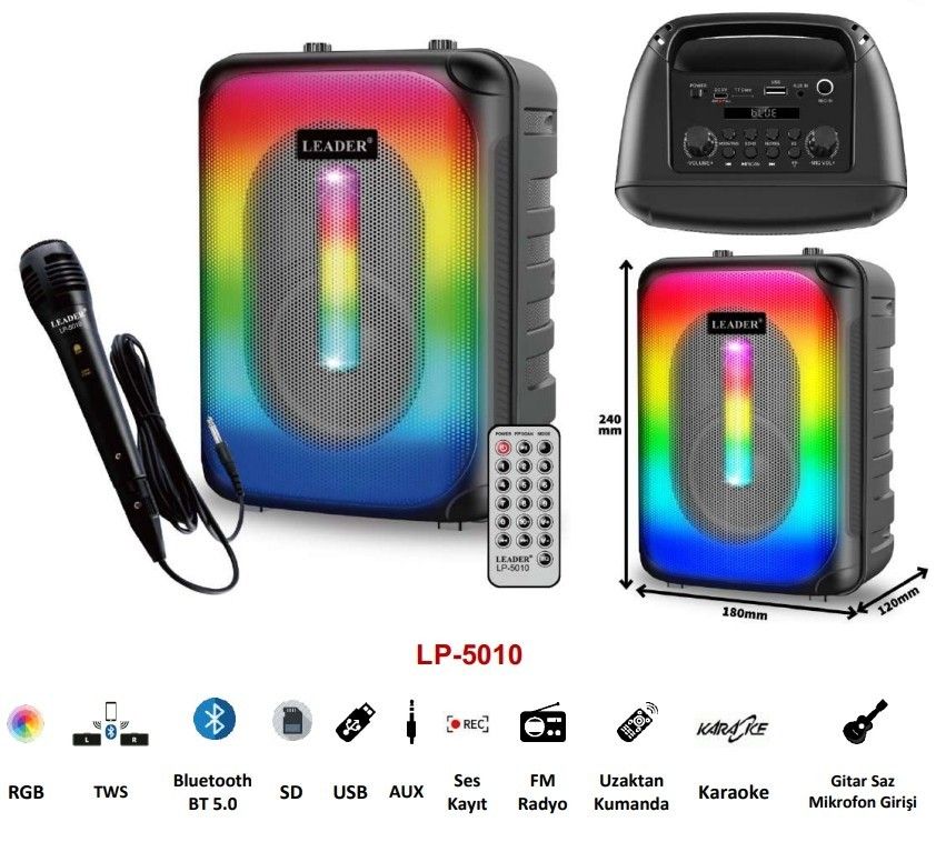 Leader LP-5010 Taşınabilir Ses Sistemi