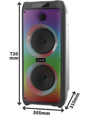 Leader LP-8100 8"x2 RGB Taşınabilir Ses Sistemi