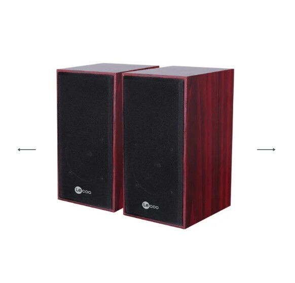 Lecoo DS105 6W 1+1 Klasik Kırmızı Ahşap Hoparlör