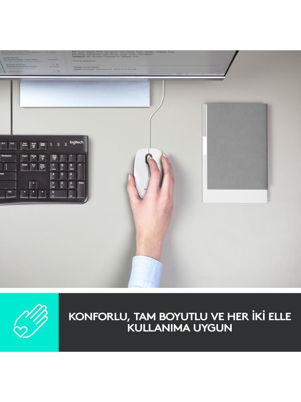 Logitech M100 Kablolu Beyaz Mouse