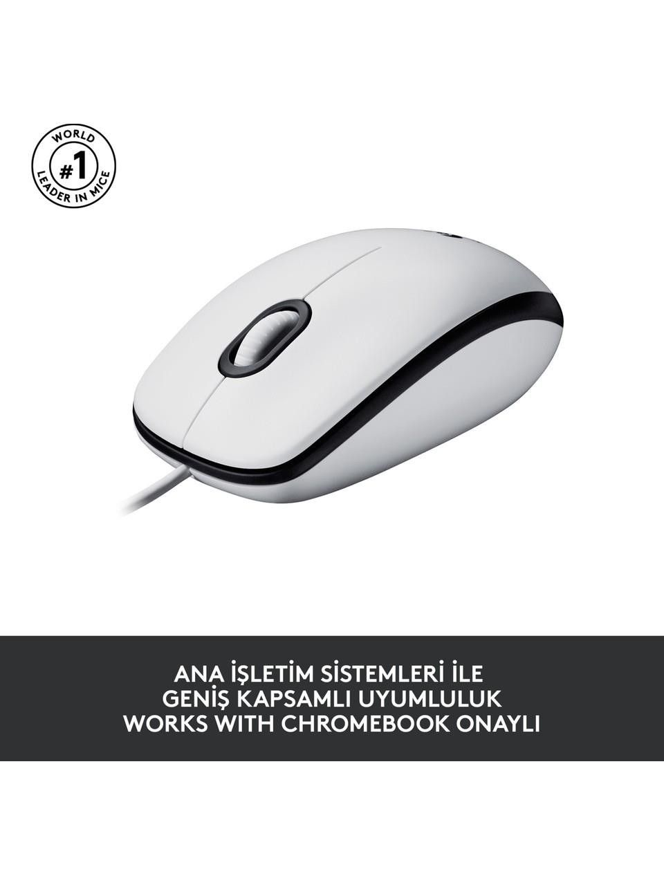 Logitech M100 Kablolu Beyaz Mouse