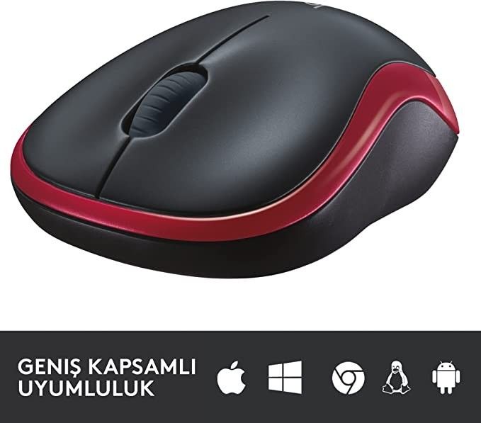 Logitech M185 Kablosuz Kırmızı Mouse