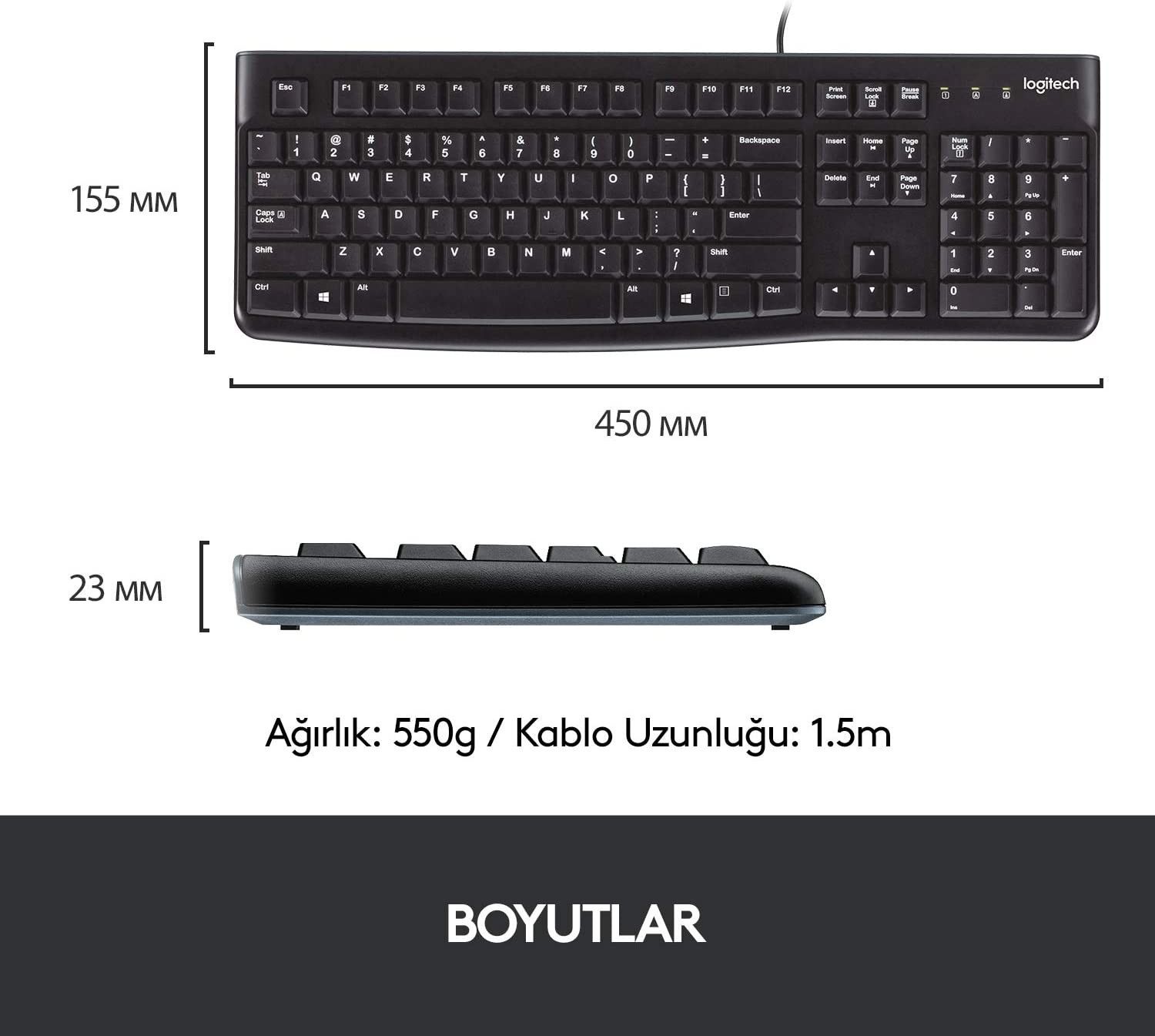 Logitech MK120 Siyah Kablolu Klavye Mouse Set