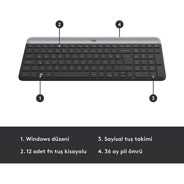 Logitech MK470 Kablosuz Klavye Mouse Seti Beyaz