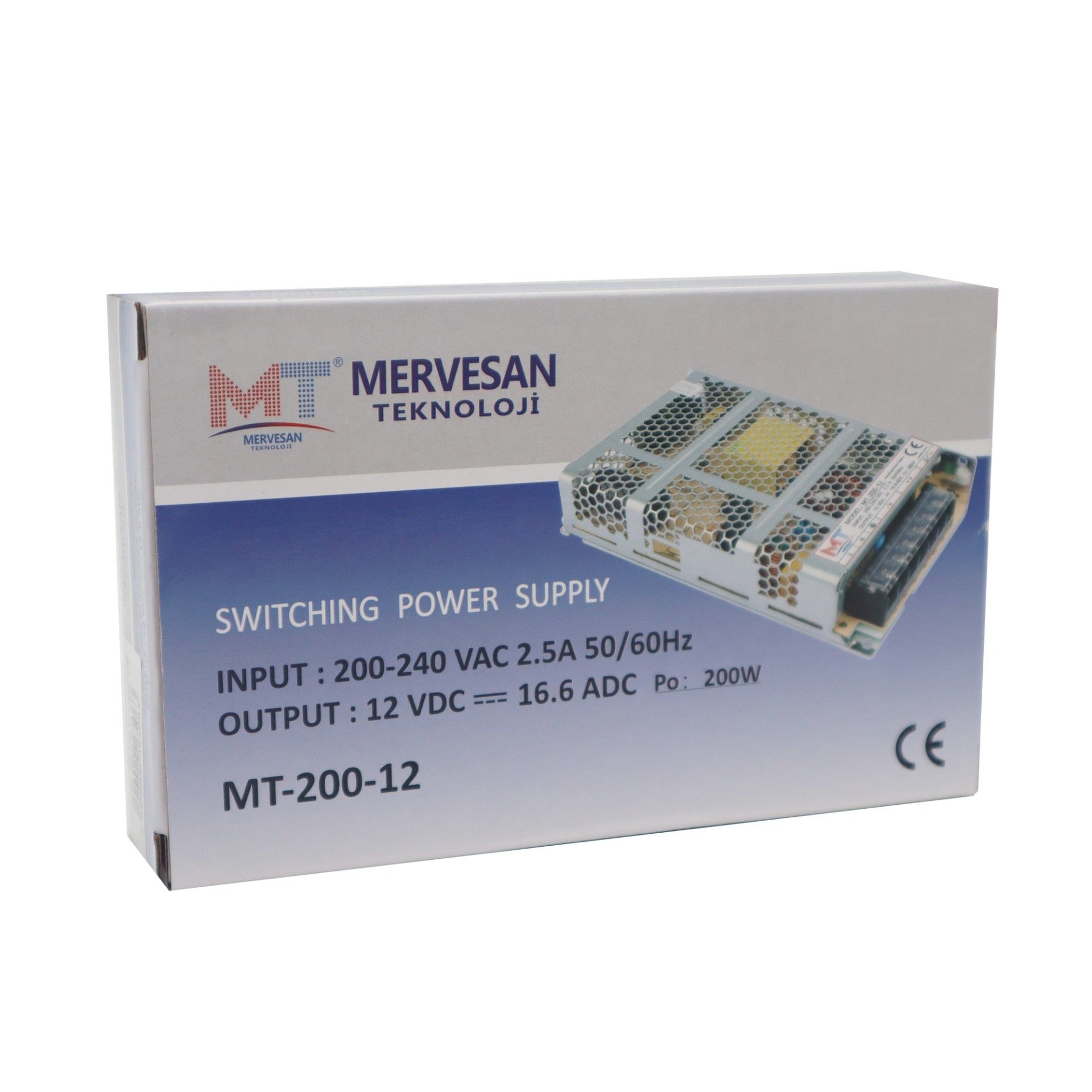Mervesan MT-200-12 200W 12V 16.5A Metal Kasa Adap