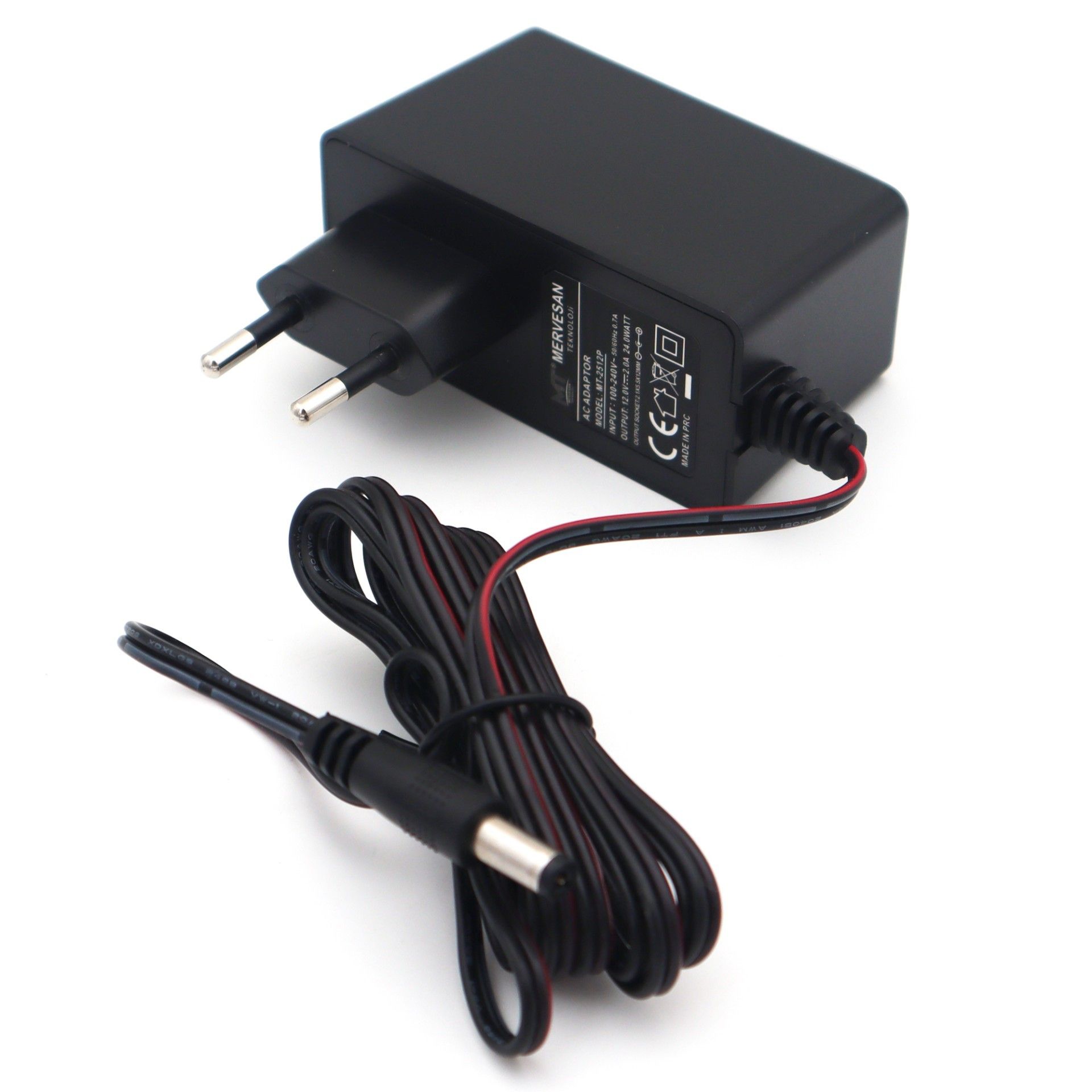 Mervesan MT-2512P 25W 12V DC 2A 5.5x2.1mm Priz Ti