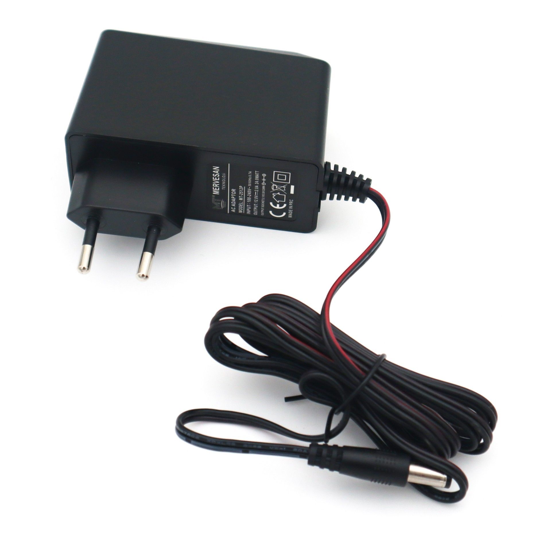 Mervesan MT-2512P 25W 12V DC 2A 5.5x2.1mm Priz Ti