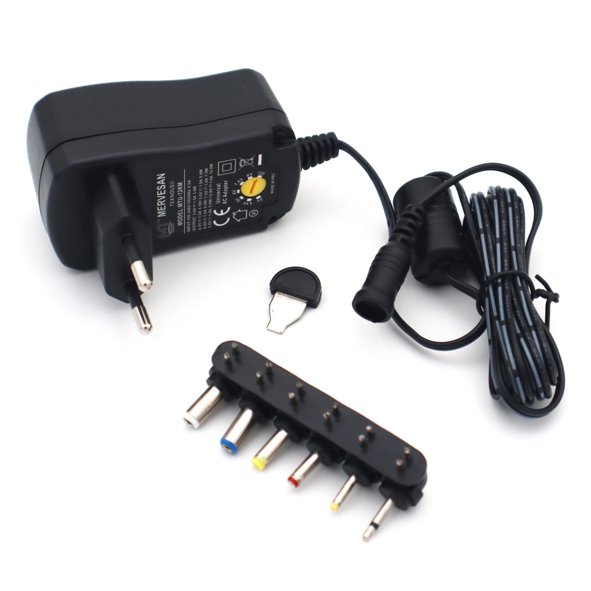 Mervesan MTU-12KM 3-12V 1A L Jaklı Ayarlı Adaptör