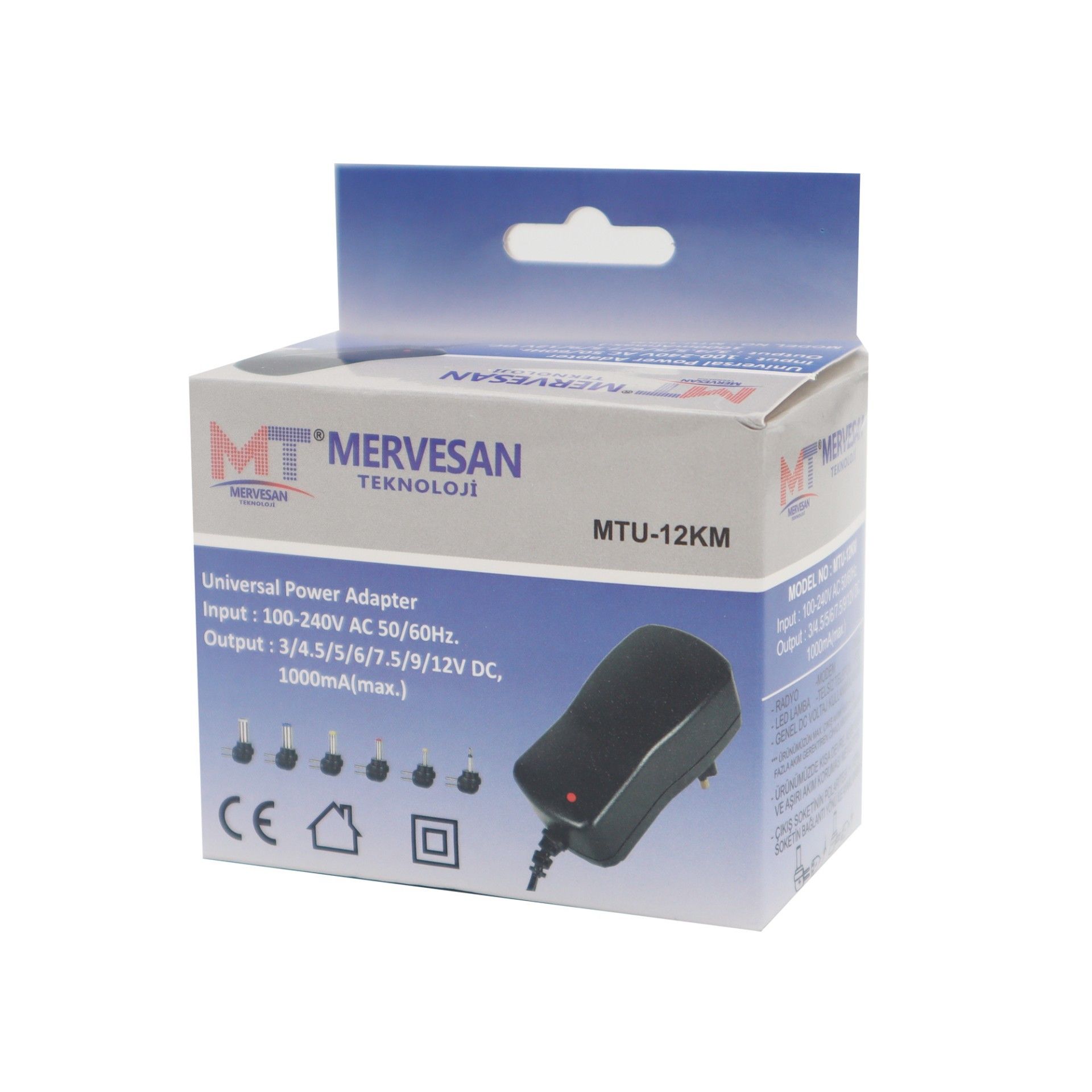 Mervesan MTU-12KM 3-12V 1A L Jaklı Ayarlı Adaptör