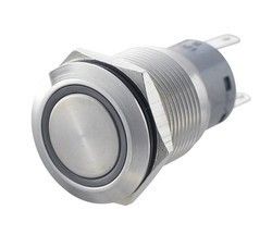 Metal Buton Kalıcı 19mm 24V Beyaz Ledli D47