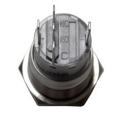 Metal Buton Kalıcı 19mm 24V Beyaz Ledli D47