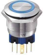 Metal Buton Kalıcı 22mm 24V Kırmızı Ledli D72