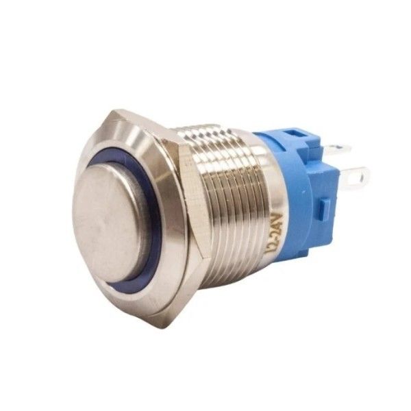 Metal Buton Kalıcı 19mm 24V Mavi Ledli D2