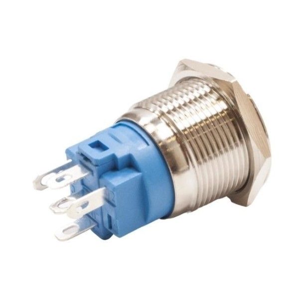 Metal Buton Kalıcı 19mm 24V Mavi Ledli D2