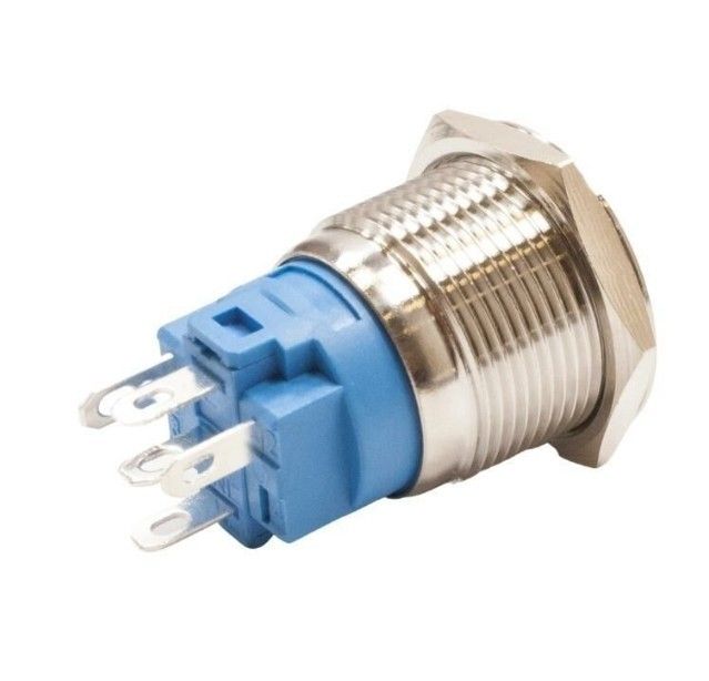 Metal Buton Yaylı 19mm 24V Kırmızı Ledli D56