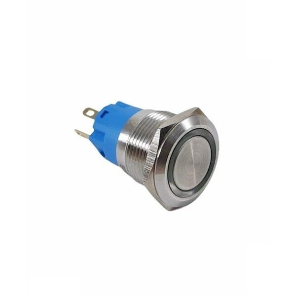 Metal Buton Yaylı 19mm 24V Mavi Ledli D57