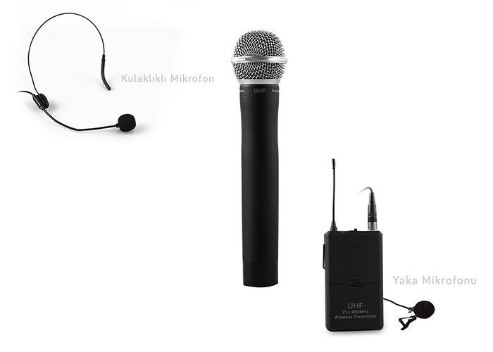 Mikado MCW-820B 1EL 1Yaka 16X2 Kanal Kablosuz Mik