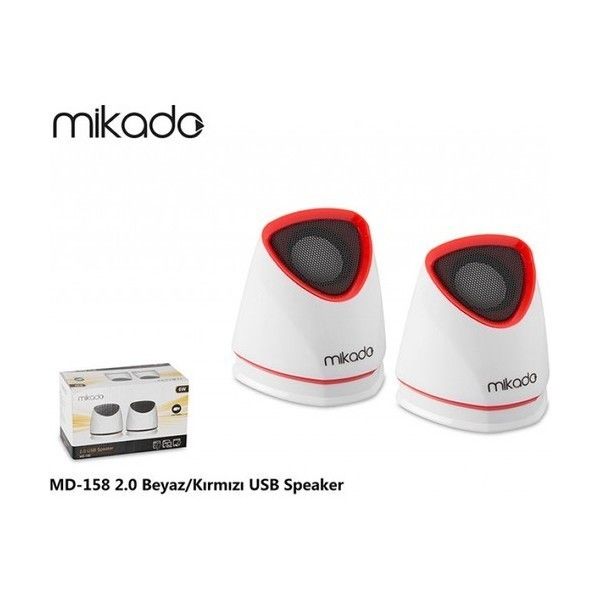 Mikado MD-158 2.0 Beyaz/Kırmızı USB Speaker