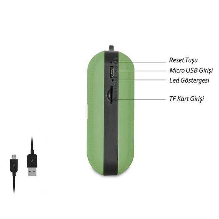 Mikado MD-22BT Yeşil TF Fm Bluetooth Şarjlı Speake