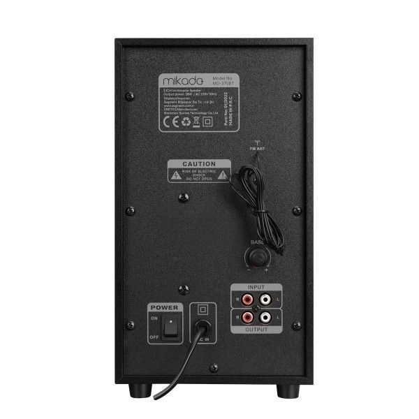 Mikado MD-370BT 2+1 38W Siyah Led Işıklı Speaker