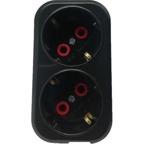 Mutlusan İkili Top. Fiş-Priz Düz Tip Anah. Siyah